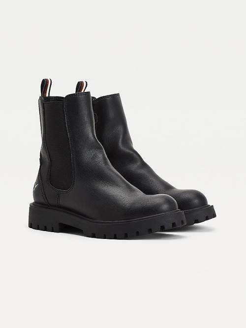 Black Tommy Hilfiger Cleat Chelsea Girls\' Boots | TH764JDH