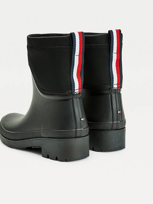 Black Tommy Hilfiger Cleat Chelsea Rain Women's Boots | TH469MEB