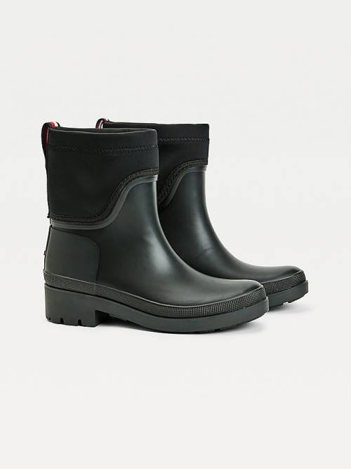 Black Tommy Hilfiger Cleat Chelsea Rain Women\'s Boots | TH469MEB