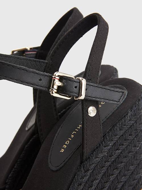 Black Tommy Hilfiger Closed Toe High Wedge Espadrille Women's Sandals | TH567WIH