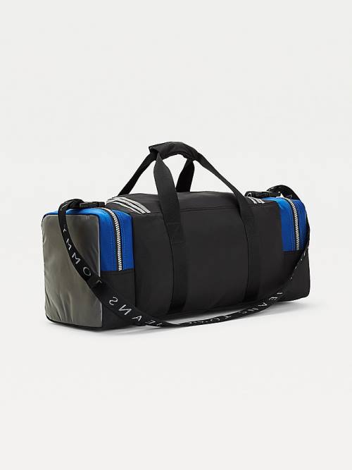 Black Tommy Hilfiger Colour-Blocked Recycled Nylon Duffle Men's Bags | TH208RUG