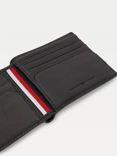 Black Tommy Hilfiger Commuter Leather RFID Lined Small Men's Wallets | TH502GEI