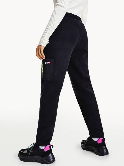 Black Tommy Hilfiger Contrast Detail Fleece Joggers Women's Pants | TH207TGW