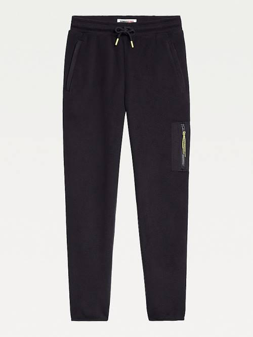 Black Tommy Hilfiger Contrast Detail Fleece Joggers Women's Pants | TH207TGW