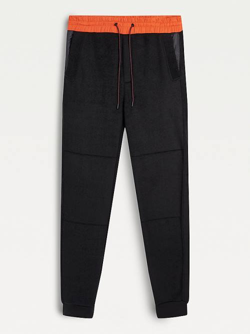 Black Tommy Hilfiger Contrast Waistband Track Joggers Men's Pants | TH610FEJ