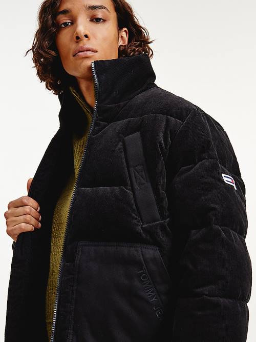 Black Tommy Hilfiger Corduroy Puffer Men's Jackets | TH475HJP