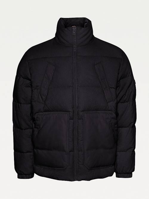 Black Tommy Hilfiger Corduroy Puffer Men's Jackets | TH475HJP