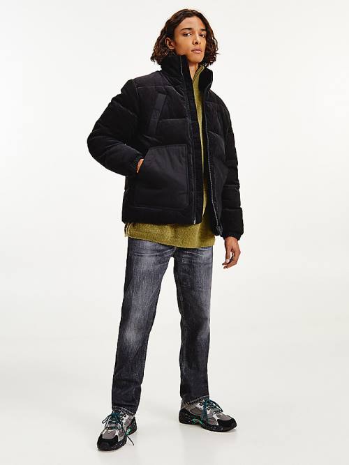 Black Tommy Hilfiger Corduroy Puffer Men\'s Jackets | TH475HJP