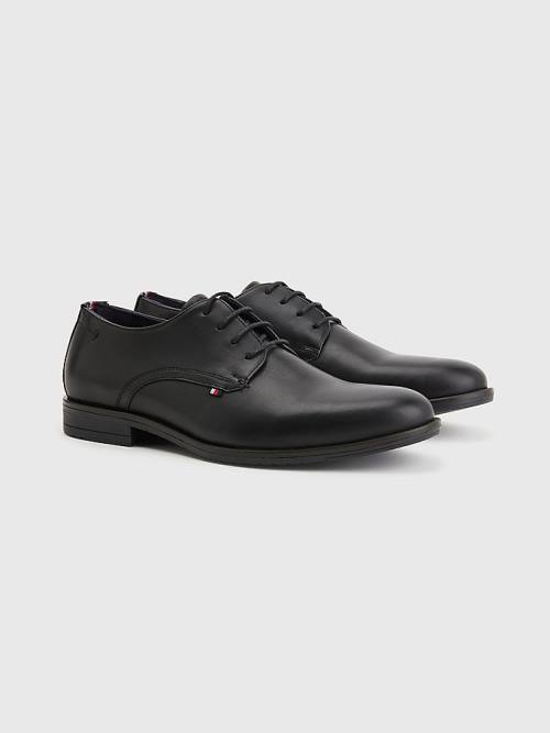 Black Tommy Hilfiger Core Leather Lace Up Men\'s Formal Shoes | TH953EPL