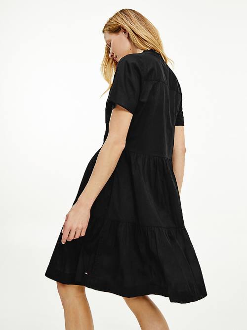 Black Tommy Hilfiger Cotton Voile Fit And Flare Women's Dress | TH254SDE