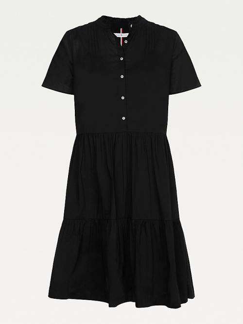 Black Tommy Hilfiger Cotton Voile Fit And Flare Women's Dress | TH254SDE