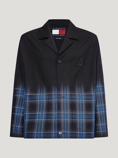 Black Tommy Hilfiger Crest Fade-Out Print Tailored Men's Blazers | TH916ADL