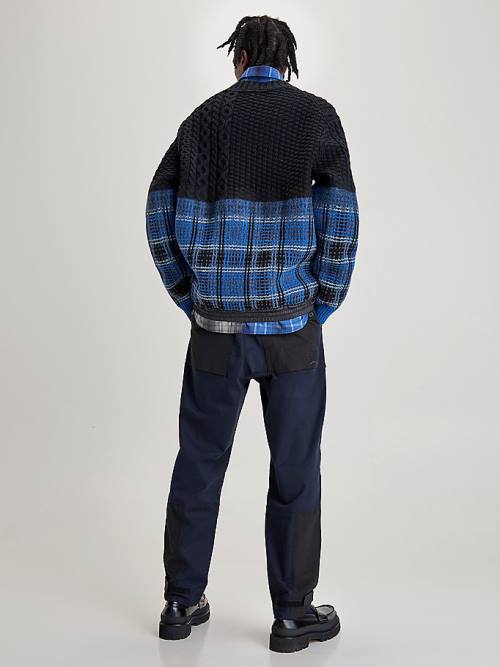 Black Tommy Hilfiger Crest Half Glen Check Jumper Men's Sweaters | TH104TDK