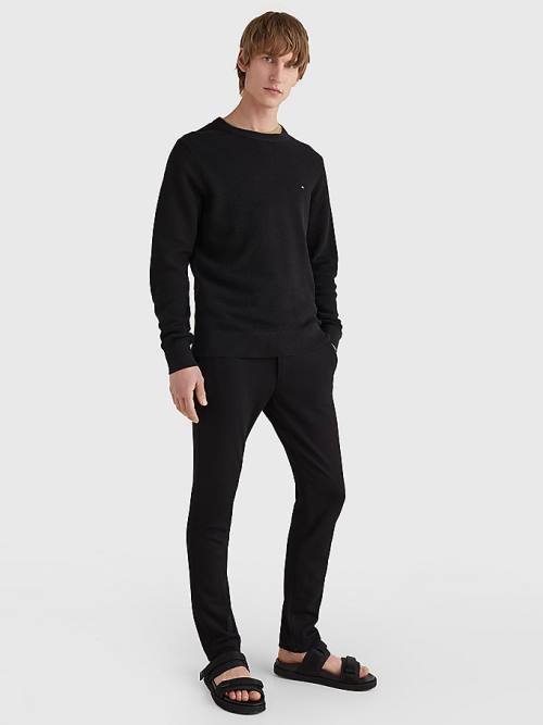 Black Tommy Hilfiger Crew Neck Jumper Men's Sweaters | TH029FXY