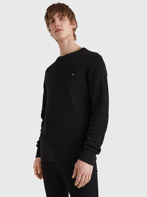 Black Tommy Hilfiger Crew Neck Jumper Men\'s Sweaters | TH029FXY