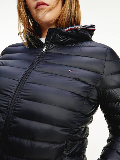 Black Tommy Hilfiger Curve Essential Removable Hood Down Women's Jackets | TH403MLD