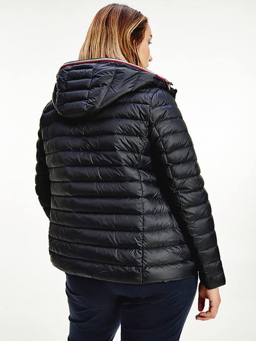 Black Tommy Hilfiger Curve Essential Removable Hood Down Women's Jackets | TH403MLD