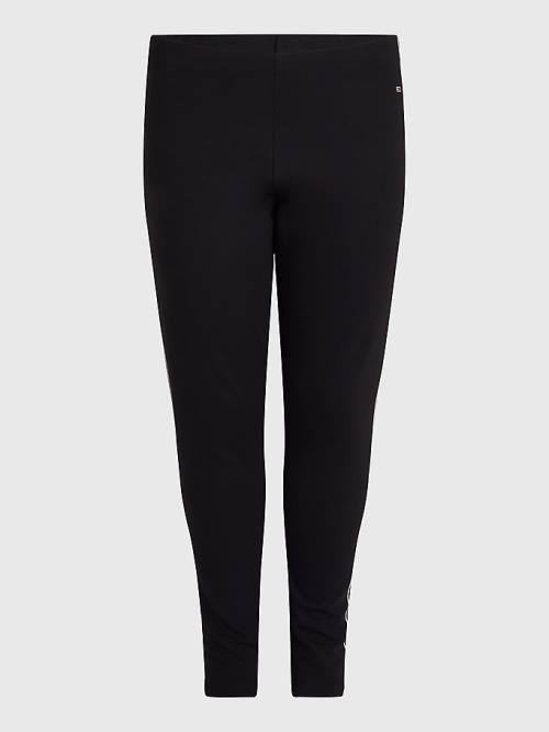 Black Tommy Hilfiger Curve Logo Tape Skinny Fit Women\'s Leggings | TH469JRY