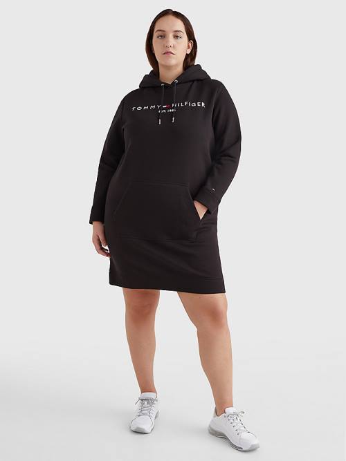 Black Tommy Hilfiger Curve Logo Women's Dress | TH387RXJ