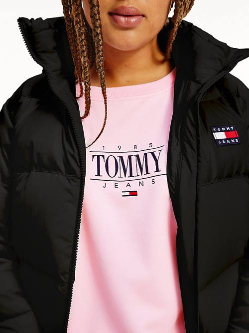 Black Tommy Hilfiger Curve Recycled Nylon Puffer Women's Jackets | TH392JQK