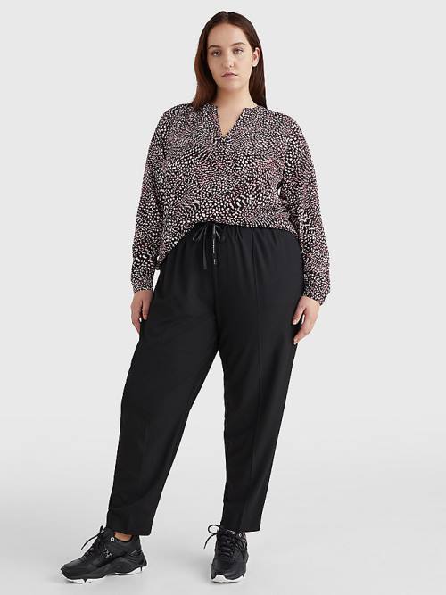 Black Tommy Hilfiger Curve Relaxed Tapered Pull-On Women's Pants | TH842HQY