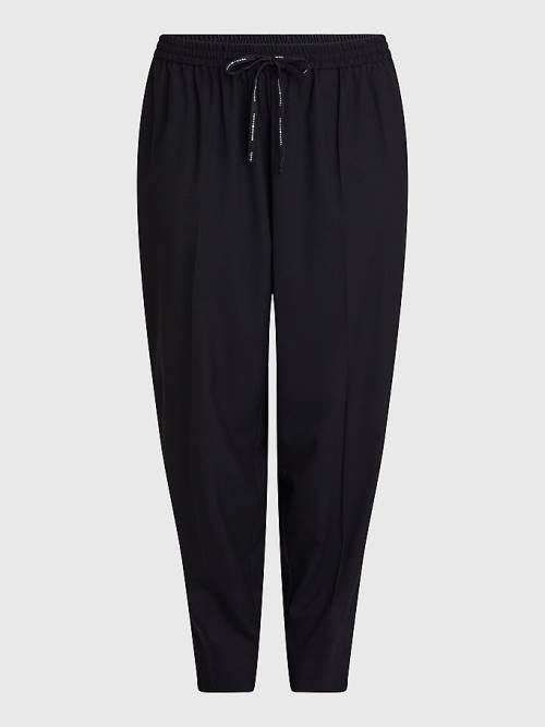 Black Tommy Hilfiger Curve Relaxed Tapered Pull-On Women's Pants | TH842HQY