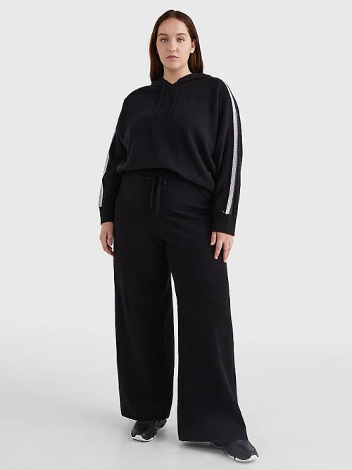 Black Tommy Hilfiger Curve TH Flex Relaxed Fit Metallic Women's Sweaters | TH678SJD