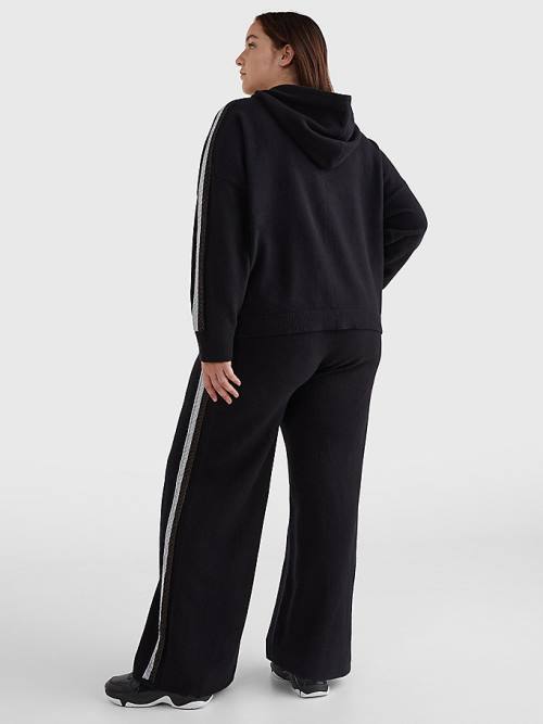 Black Tommy Hilfiger Curve TH Flex Relaxed Fit Metallic Women's Sweaters | TH678SJD