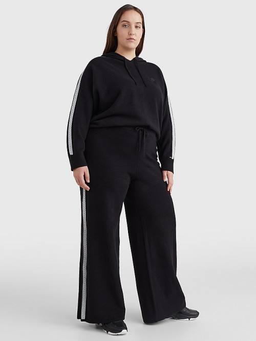 Black Tommy Hilfiger Curve TH Flex Wide Leg Stripe Women's Pants | TH560CKP