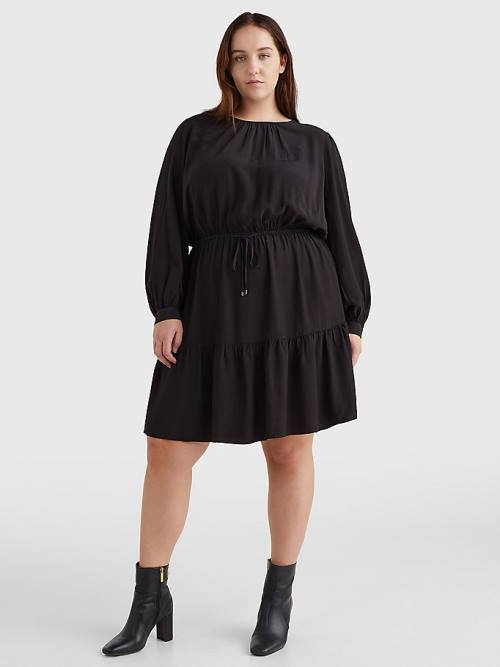 Black Tommy Hilfiger Curve Viscose Fit and Flare Women's Dress | TH748SRK