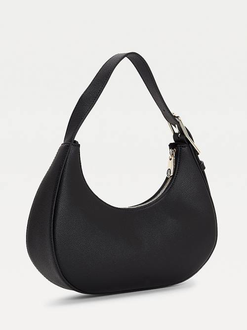 Black Tommy Hilfiger Curved Shoulder Women's Bags | TH462AUB