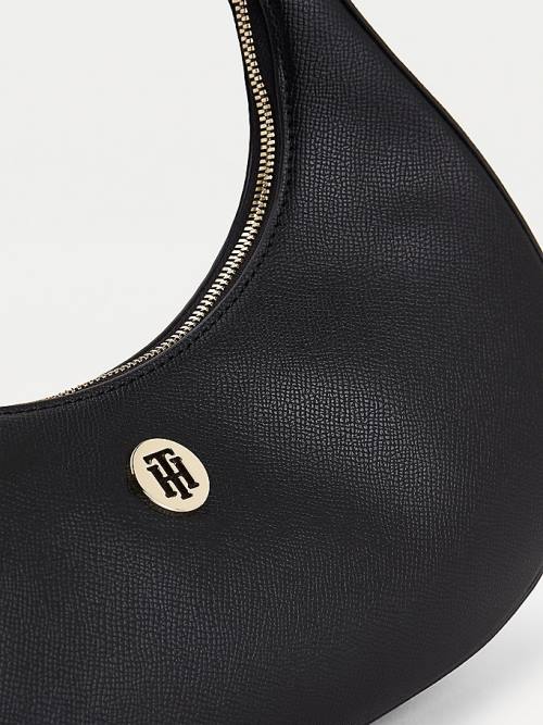 Black Tommy Hilfiger Curved Shoulder Women's Bags | TH462AUB