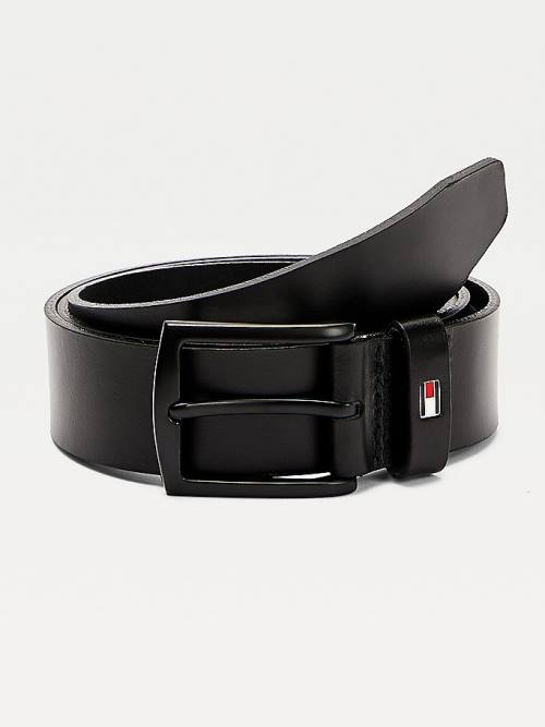 Black Tommy Hilfiger Denton Black Buckle Leather Men\'s Belts | TH402YOZ