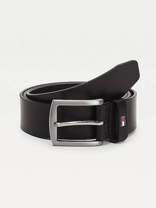 Black Tommy Hilfiger Denton Leather Men\'s Belts | TH340QMY