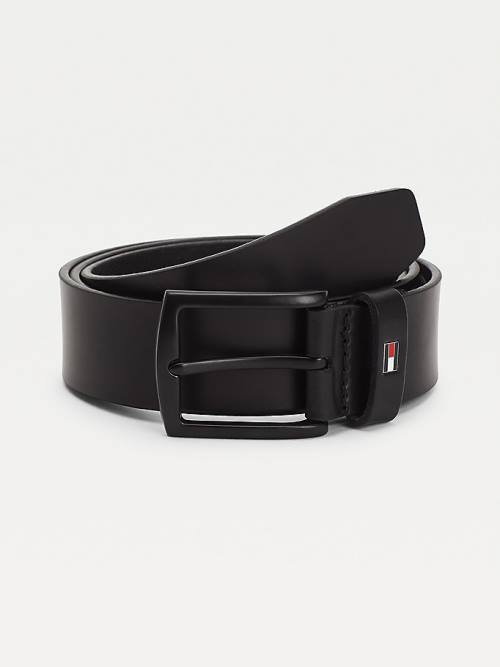 Black Tommy Hilfiger Denton Matte Leather Men\'s Belts | TH587EVO