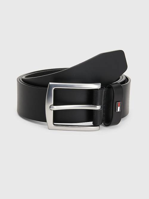 Black Tommy Hilfiger Denton Organic Leather Men\'s Belts | TH801VXJ