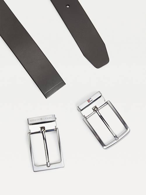 Black Tommy Hilfiger Double Buckle Gift Box Men's Belts | TH097BPZ