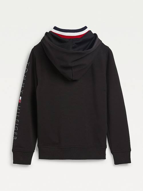 Black Tommy Hilfiger Double Collar Boys' Hoodie | TH541UBI