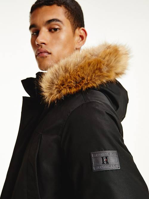 Black Tommy Hilfiger Down Faux Fur Hood Rockie Parka Men's Coats | TH612POL