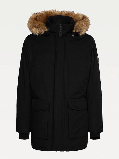 Black Tommy Hilfiger Down Faux Fur Hood Rockie Parka Men's Coats | TH612POL