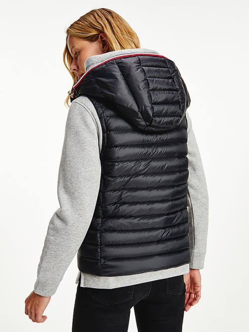 Black Tommy Hilfiger Down-Filled Quilted Vest Women's Coats | TH815HKX