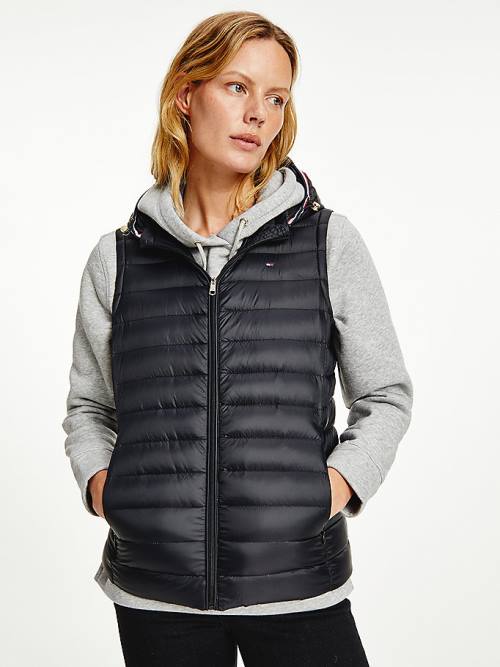 Black Tommy Hilfiger Down-Filled Quilted Vest Women\'s Coats | TH815HKX