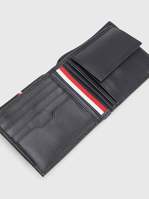 Black Tommy Hilfiger Downtown Card And Coin Men's Wallets | TH518HSM