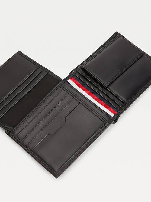 Black Tommy Hilfiger Downtown Leather Bifold Men's Wallets | TH931TDC