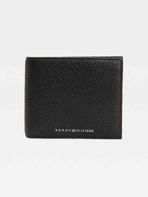 Black Tommy Hilfiger Downtown Leather Bifold Men\'s Wallets | TH931TDC