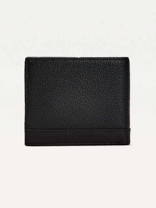 Black Tommy Hilfiger Downtown Leather Men's Wallets | TH831VEB