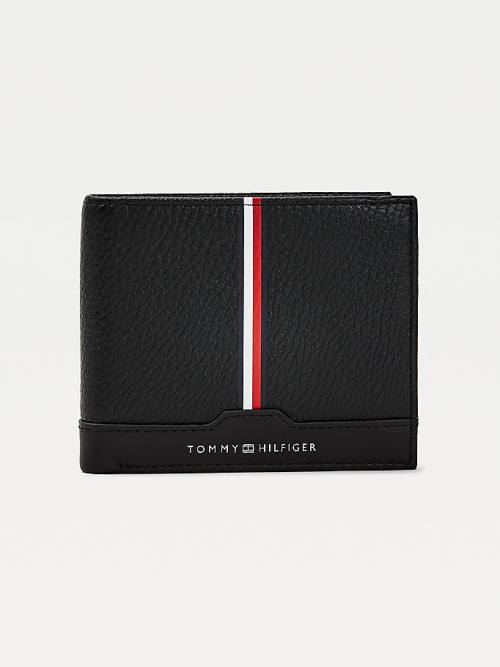 Black Tommy Hilfiger Downtown Leather Men\'s Wallets | TH831VEB