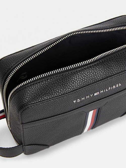 Black Tommy Hilfiger Downtown Metal Logo Washbag Men's Bags | TH087WZC