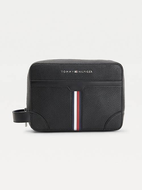 Black Tommy Hilfiger Downtown Metal Logo Washbag Men\'s Bags | TH087WZC