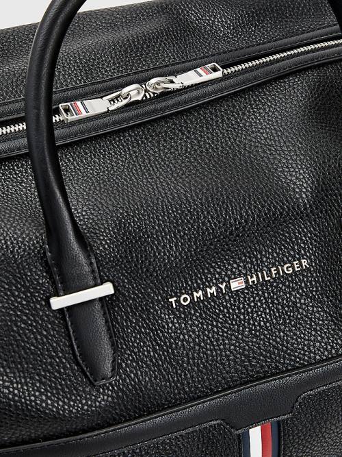 Black Tommy Hilfiger Downtown Metal Logo Duffle Men's Bags | TH843MPV